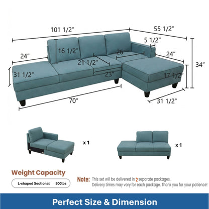 L - Shaped Sectional Sofa With Chaise & Ottoman