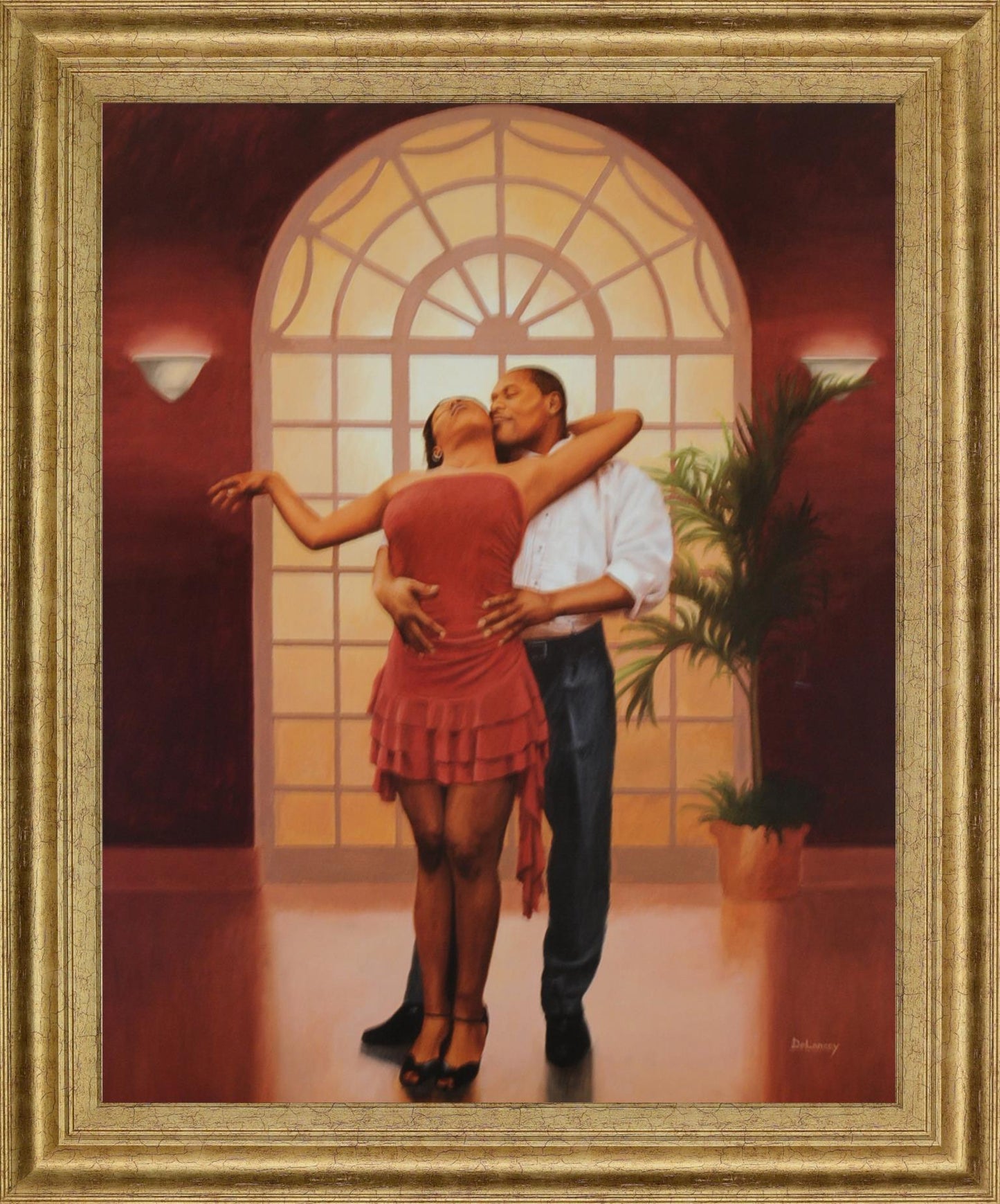 Warm Embrace Dance - 28" x 34" Framed Wall Art - Beige