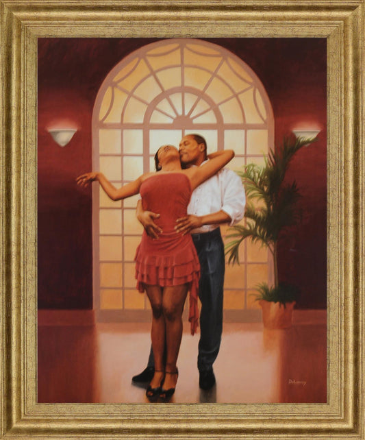 Warm Embrace Dance - 28" x 34" Framed Wall Art - Beige
