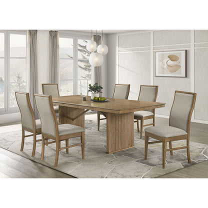 Dreydon - 7 Piece Dining Set With Upholstered Chairs - Light Brown