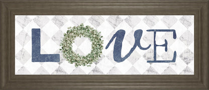 18x42 Love With Eucalyptus Wreath I By Marla Rae - Gray