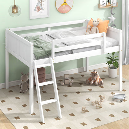 Low Loft Bed With Adjustable Ladder