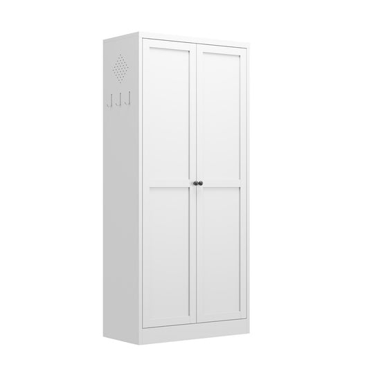 Kitchen Pantry Cabinet Adjustable Storage With 4 Shelves, Heavy Duty Freestanding Pantry Organizer - White