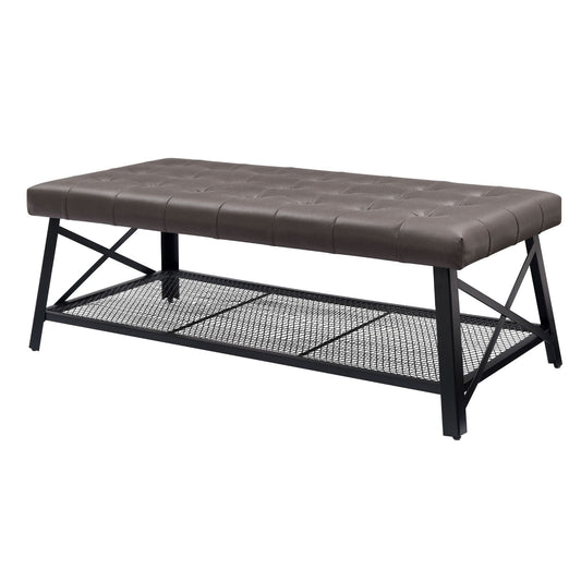 Upholstered Coffee Table With Rack - Dark Brown