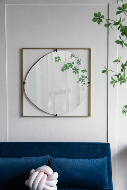 Poppy Mirror With Metal Frame Contemporary Design For Bathroom, Entryway Wall Decor