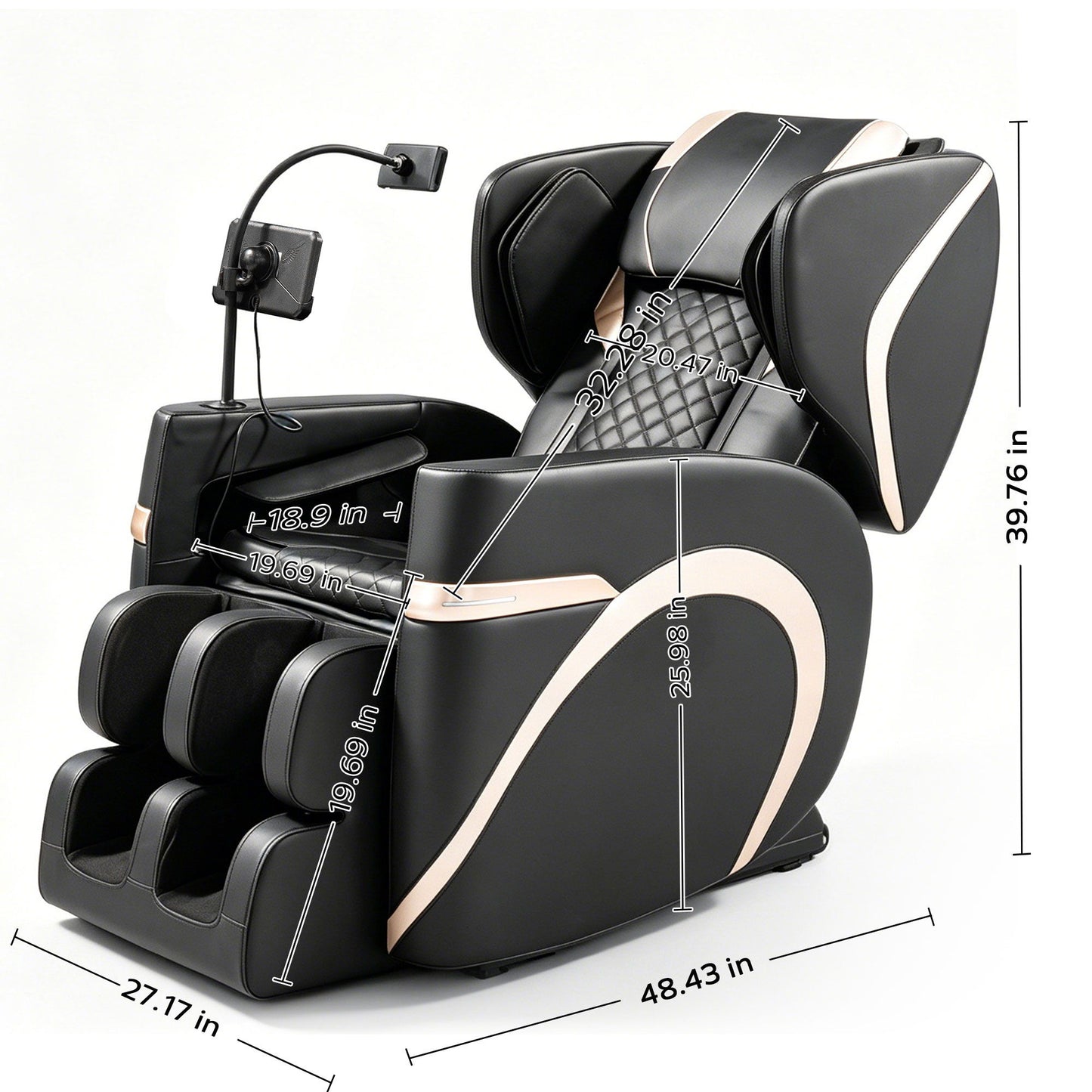 Zero Gravity Massage Chair Recliner & 10 Massage Heads And Full Body Air Pressure - Black