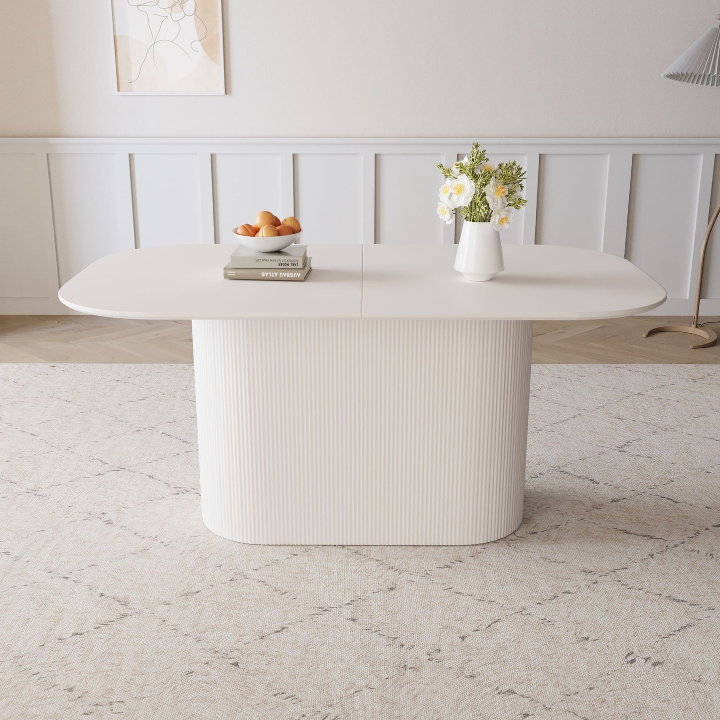 Modern Dining Table With Vertical Striped Legs