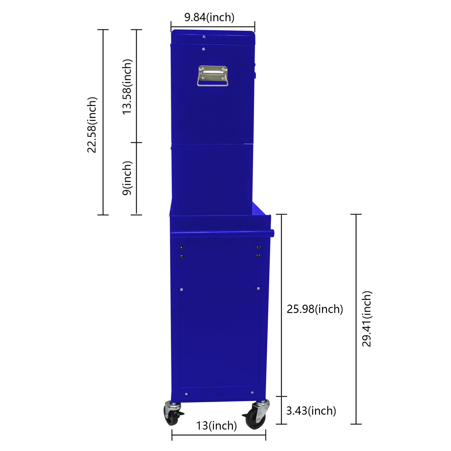 6 Drawer Lockable Tool Cabinet On Wheels, Steel Rolling Tool Chest With Detachable Toolbox