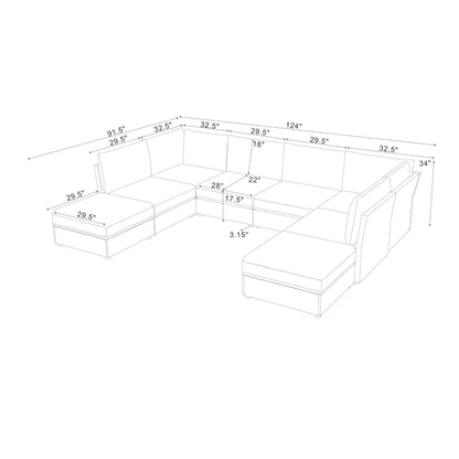 Upholstered Modular Sectional With Custom Configuration And Removable Cushions