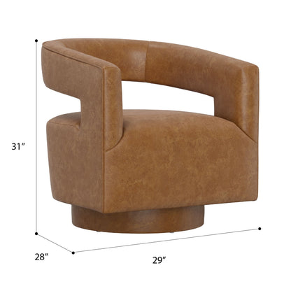 Swivel Accent Chair With Geometric Backrest
