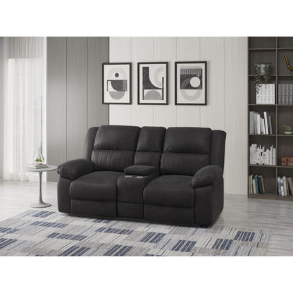 Reclining Console Loveseat - Black - Fabric