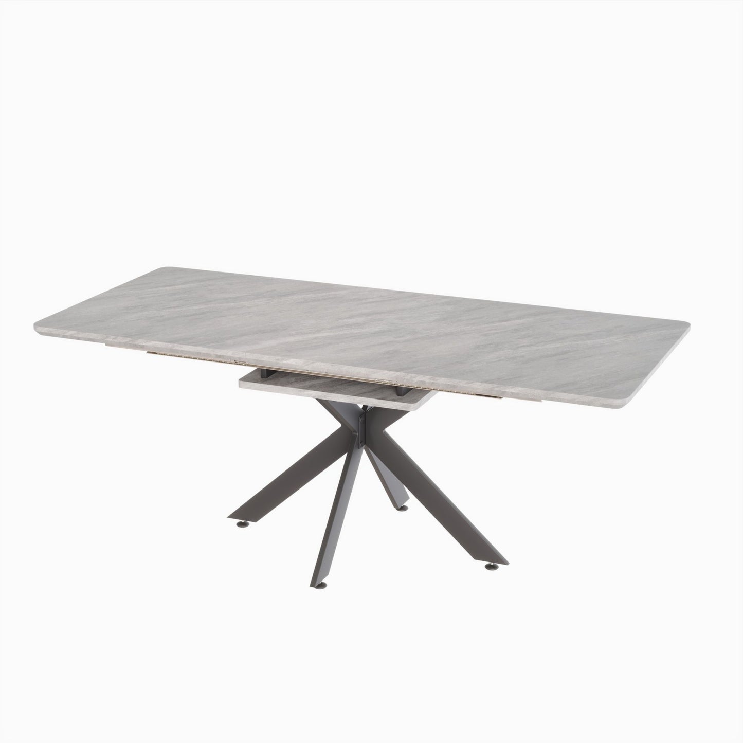 Modern Extendable Dining Table Set For 6 - 8 - Black / Gray