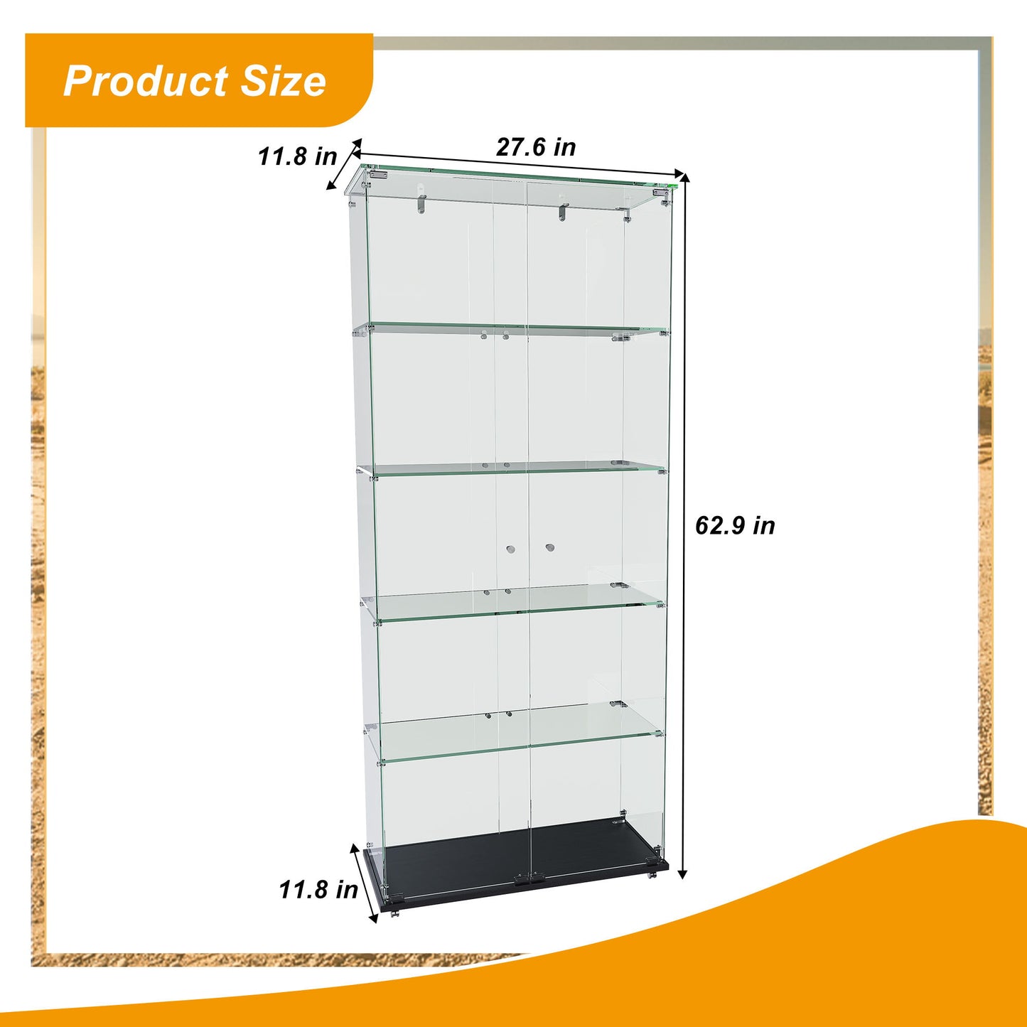 Premium 5 Tier Glass Display Case With 5 Dynamic LED Modes