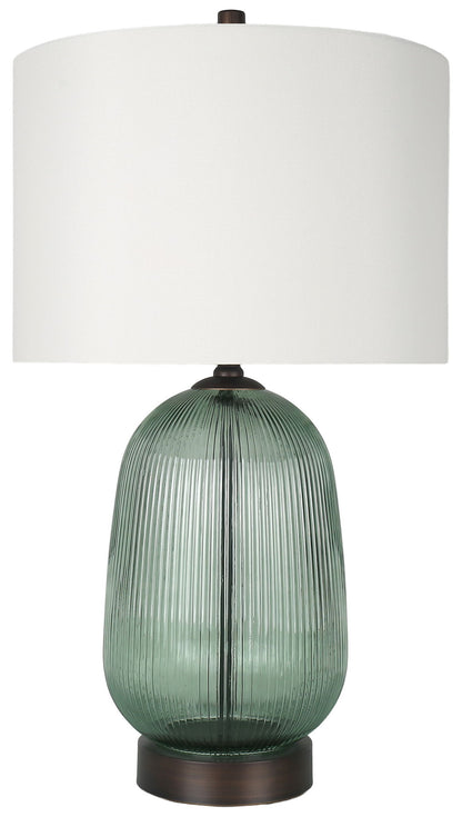 Willow Reverie - 28 X 16 - Ribbed Glass Table Lamp (Set of 2) - Sage Green Ribbed Glass